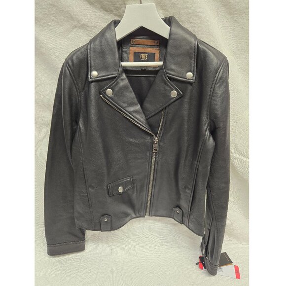 NWT Size M Frye Lamb Leather Moto Jacket - Picture 1 of 16